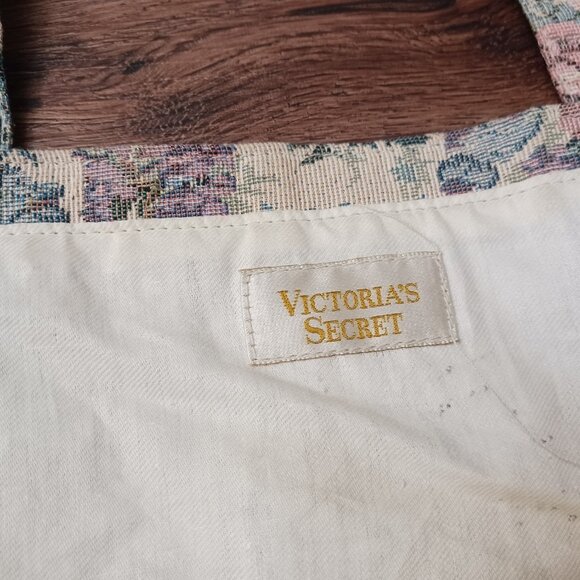 Vtg Victoria’s Secret 1990s Floral Tapestry Shoulder Bag Gold Label Cottagecore - Picture 2 of 4